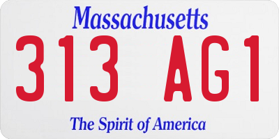 MA license plate 313AG1