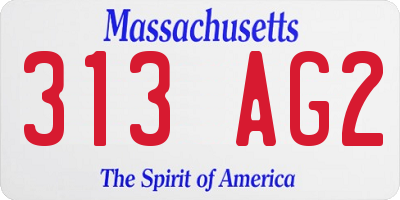 MA license plate 313AG2