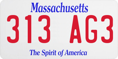 MA license plate 313AG3
