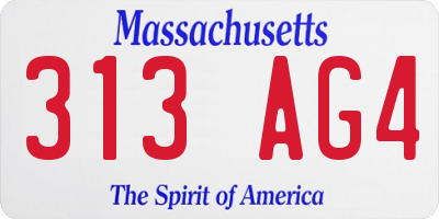 MA license plate 313AG4