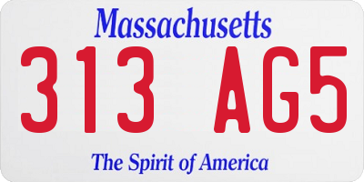 MA license plate 313AG5