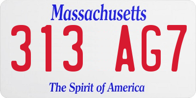 MA license plate 313AG7