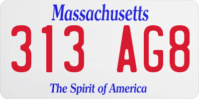MA license plate 313AG8