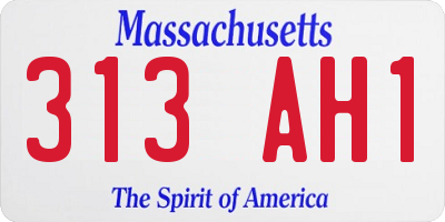 MA license plate 313AH1