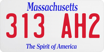 MA license plate 313AH2