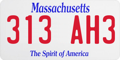 MA license plate 313AH3