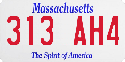 MA license plate 313AH4