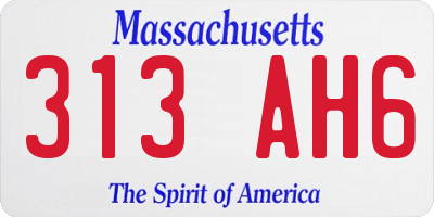 MA license plate 313AH6