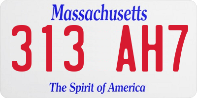 MA license plate 313AH7