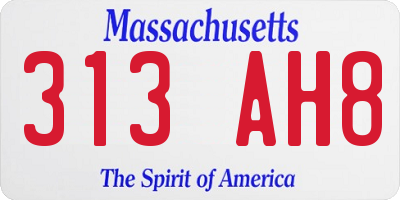 MA license plate 313AH8