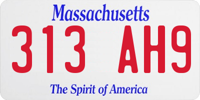 MA license plate 313AH9