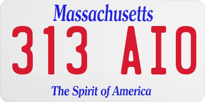 MA license plate 313AI0