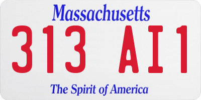 MA license plate 313AI1