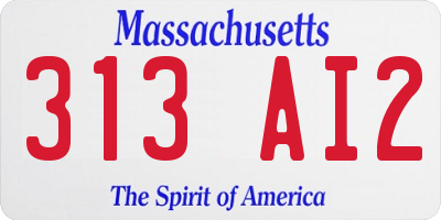 MA license plate 313AI2