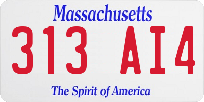 MA license plate 313AI4