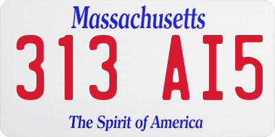 MA license plate 313AI5