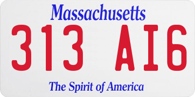 MA license plate 313AI6