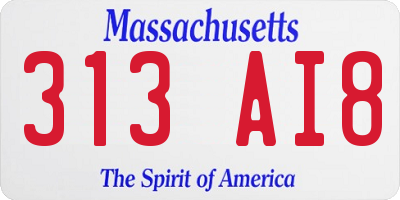 MA license plate 313AI8