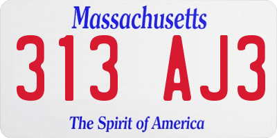 MA license plate 313AJ3