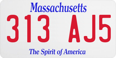 MA license plate 313AJ5