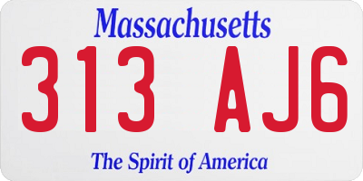 MA license plate 313AJ6