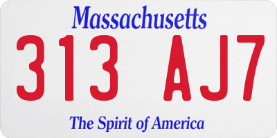 MA license plate 313AJ7
