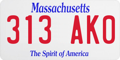 MA license plate 313AK0