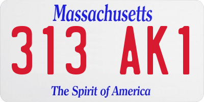MA license plate 313AK1