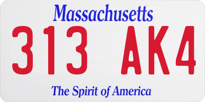 MA license plate 313AK4