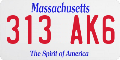 MA license plate 313AK6