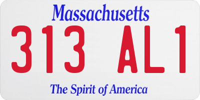MA license plate 313AL1