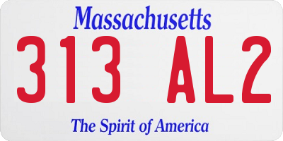 MA license plate 313AL2