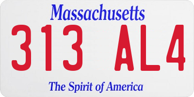 MA license plate 313AL4