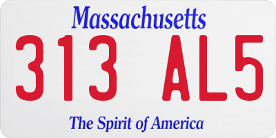 MA license plate 313AL5