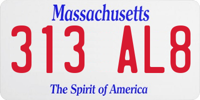 MA license plate 313AL8