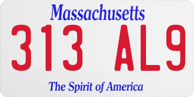 MA license plate 313AL9