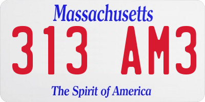 MA license plate 313AM3