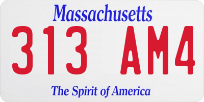 MA license plate 313AM4