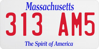 MA license plate 313AM5