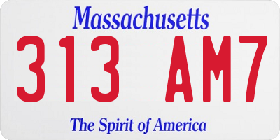 MA license plate 313AM7