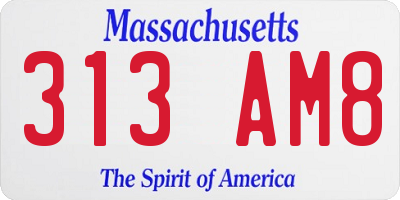 MA license plate 313AM8