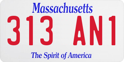 MA license plate 313AN1