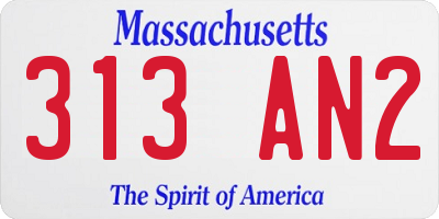 MA license plate 313AN2