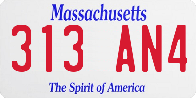 MA license plate 313AN4