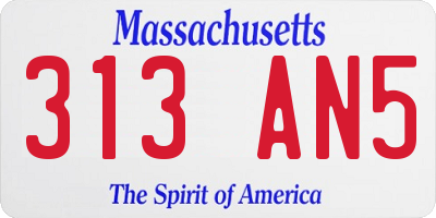 MA license plate 313AN5