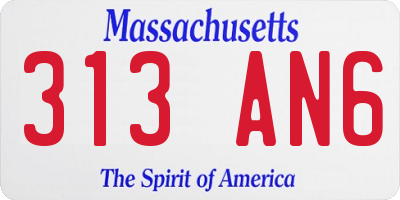 MA license plate 313AN6