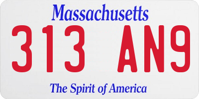 MA license plate 313AN9