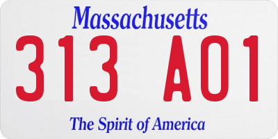MA license plate 313AO1
