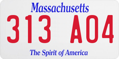 MA license plate 313AO4