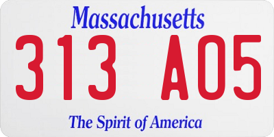 MA license plate 313AO5